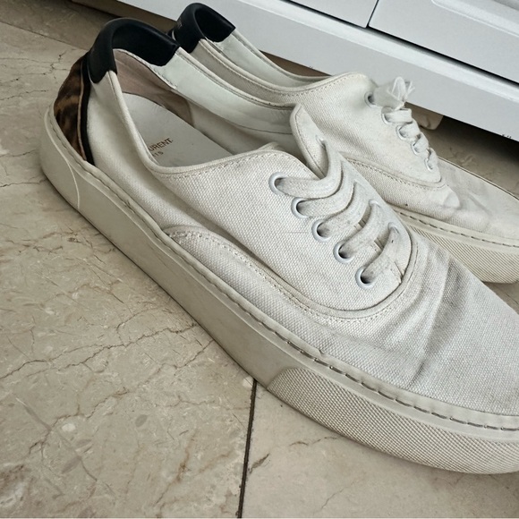 SAINT LAURENT MENS LOWTOP KEDS WITH LEOPARD BACK- SIZE 42- SLIGHT SIGNS OF WEAR - Picture 2 of 5